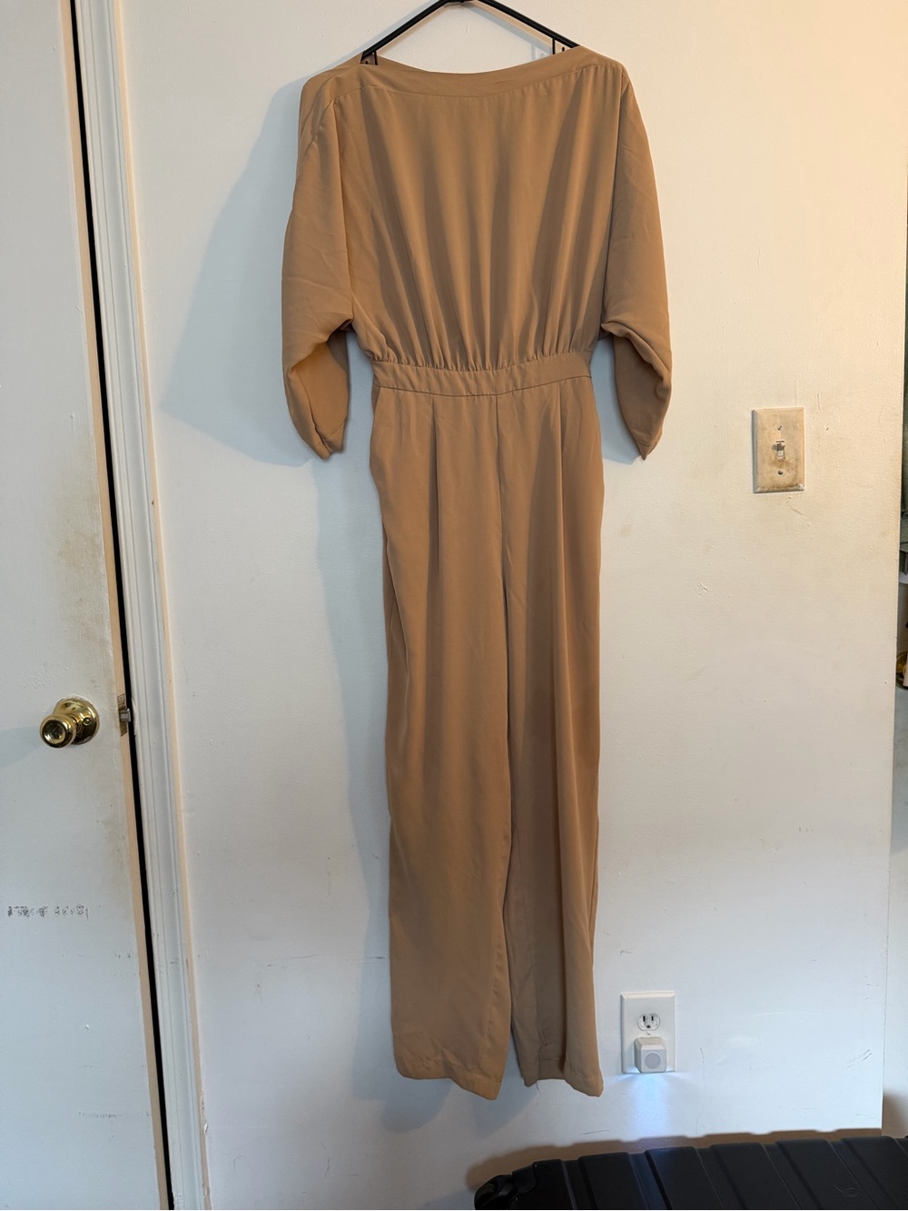 Women's Tan Jumpsuit - Elegant Wide-Leg Jumpsuit